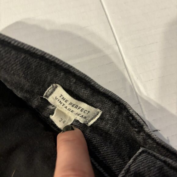 Madewell Perfect Vintage Jeans Black Denim Dark Wash Womens Size 24 High Rise - Picture 7 of 14